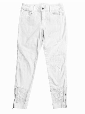 White House Black Market The Skinny Ankle Jeans with Ankle Embroidery & Zippers
